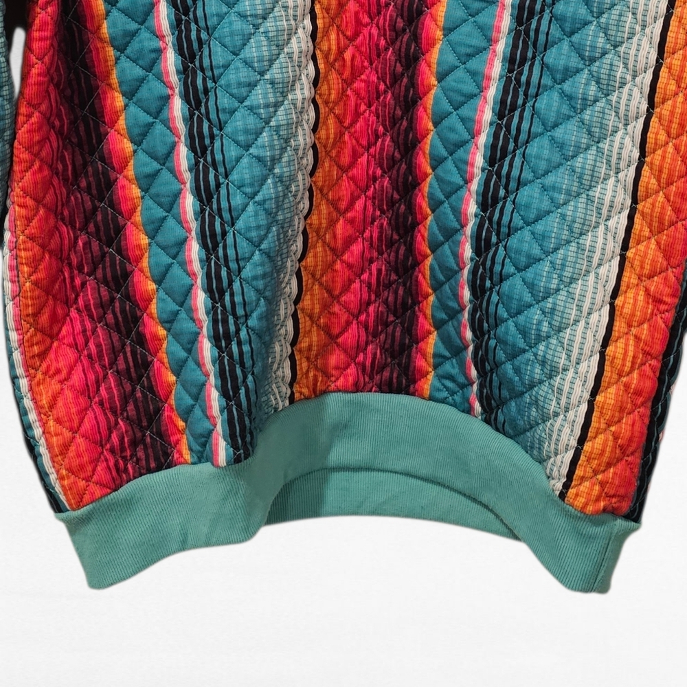 Crazy Train Quilted Multicolor Pullover Size Small - image 3